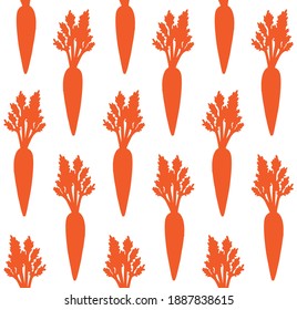 Vector seamless pattern of hand drawn carrot silhouette isolated on white background