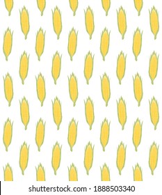 Vector seamless pattern of hand drawn doodle sketch corn isolated on white background
