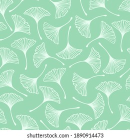 Vector seamless pattern with hand drawn ginkgo biloba leaves. Beautiful design for textile, wallpaper, wrapping paper.