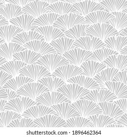 Vector seamless pattern with hand drawn ginkgo biloba leaves, fish scale style. Beautiful asian style design for textile, wallpaper, wrapping paper.