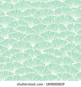 Vector seamless pattern with hand drawn ginkgo biloba leaves, fish scale style. Beautiful asian style design for textile, wallpaper, wrapping paper.