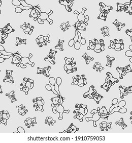 Vector seamless pattern of hand drawn bears