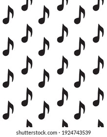 Vector seamless pattern of hand drawn music note silhouette isolated on white background