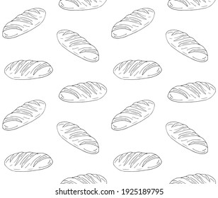 Vector seamless pattern of hand drawn doodle sketch bread isolated on white background