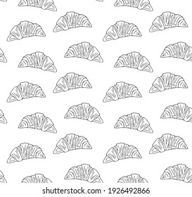 Vector seamless pattern of hand drawn doodle sketch croissant isolated on white background