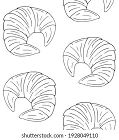 Vector seamless pattern of hand drawn doodle sketch croissant isolated on white background