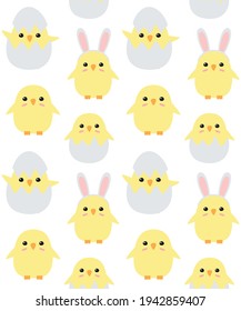 Vector seamless pattern of hand drawn flat doodle easter chicks isolated on white background