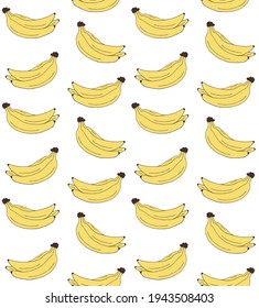 Vector seamless pattern of hand drawn doodle sketch colored bananas isolated on white background