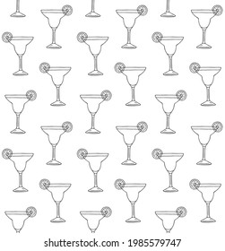 Vector seamless pattern of hand drawn doodle sketch margarita cocktail isolated on white background