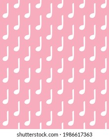 Vector seamless pattern of hand drawn doodle sketch music note silhouette isolated on pink background