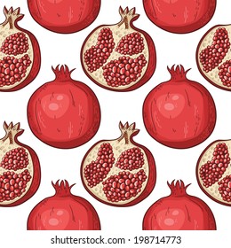 Vector seamless pattern with hand drawn pomegranates