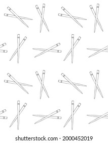 Vector seamless pattern of hand drawn doodle sketch sushi sticks isolated on white background