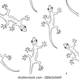 Vector seamless pattern of hand drawn doodle sketch lizard isolated on white background