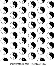 Vector seamless pattern of hand drawn doodle sketch Yin Yang symbol isolated on white background