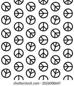 Vector seamless pattern of hand drawn doodle sketch peace sign isolated on white background