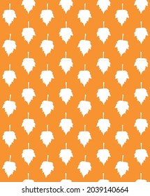 Vector seamless pattern of hand drawn doodle sketch autumn leaves silhouette isolated on orange background