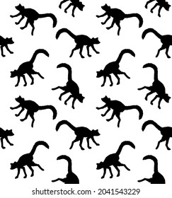 Vector seamless pattern of hand drawn doodle sketch lemur silhouette isolated on white background