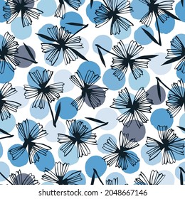 Vector seamless pattern with hand drawn flowers.