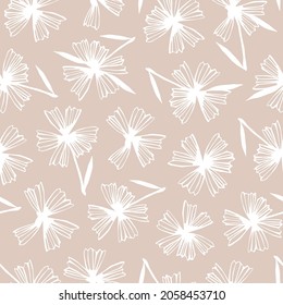 Vector seamless pattern with hand drawn flowers.