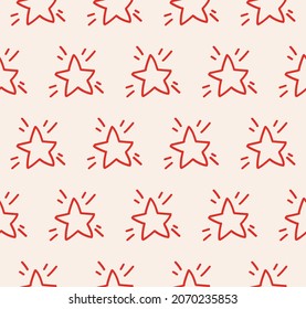 Vector seamless pattern with hand drawn stars. Vector illustration