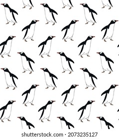 Vector seamless pattern of hand drawn doodle sketch penguin isolated on white background