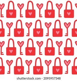 Vector seamless pattern of hand drawn doodle sketch lock and key isolated on white background