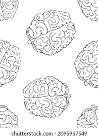 Vector seamless pattern of hand drawn sketch doodle brains isolated on white background