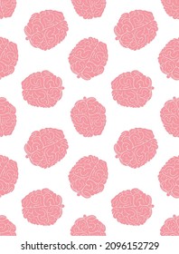 Vector seamless pattern of hand drawn sketch doodle pink brains isolated on white background