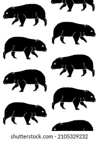 Vector seamless pattern of hand drawn doodle sketch black wombat isolated on white background