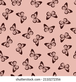Vector seamless pattern with hand drawn butterflies