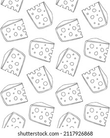 Vector seamless pattern of hand drawn sketch doodle cheese isolated on white background