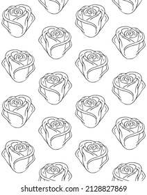 Vector seamless pattern of hand drawn doodle sketch rose isolated on white background