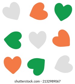 Vector seamless pattern of hand drawn Ireland flag hearts isolated on white background