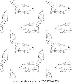 Vector seamless pattern of hand drawn doodle sketch skunk isolated on white background