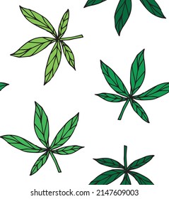 Vector seamless pattern of hand drawn sketch doodle leaves isolated on white background