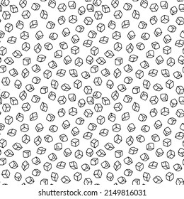 Vector seamless pattern with hand drawn ice cubes randomly placed on blue background. Simple funny repeatable backdrop.