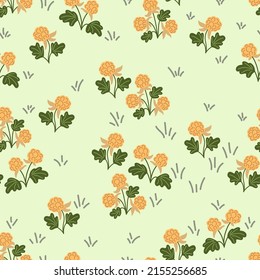 Vector seamless pattern with hand drawn cloudberry. Perfect for textile and wrapping paper design. Cute tile for wallpaper or package