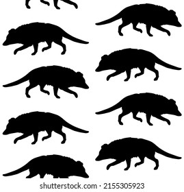 Vector seamless pattern of hand drawn doodle sketch opossum silhouette isolated on white background