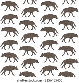 Vector seamless pattern of hand drawn doodle sketch colored hyena isolated on white background