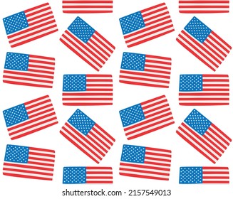 Vector seamless pattern of hand drawn doodle sketch American USA flag isolated on white background