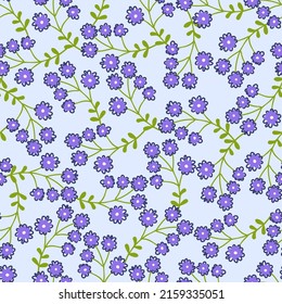 Vector seamless pattern with hand drawn wildflowers, colorful botanical illustration, floral elements, hand drawn repeating background.