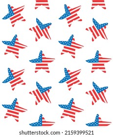 Vector seamless pattern of hand drawn sketch doodle American USA flag stars isolated on white background