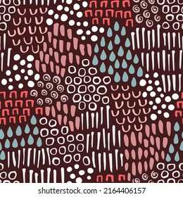 Vector seamless pattern with hand drawn abstract doodles. Cute design for wrapping paper, textile, stationery, wallpaper.