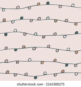 Vector seamless pattern of hand drawn beads. Abstract background from decorative elements of doodle lines