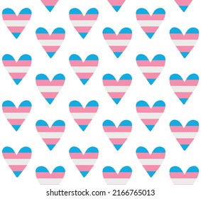 Vector Seamless Pattern Of Hand Drawn Doodle Sketch Trans Flag Heart Isolated On White Background