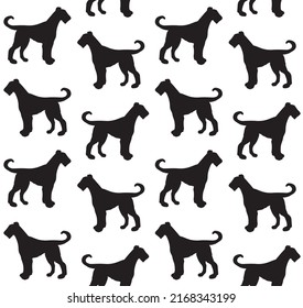 Vector seamless pattern of hand drawn welsh terrier dog silhouette isolated on white background