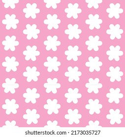 Vector seamless pattern of hand drawn flat flower silhouette isolated on pink background