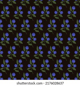 Vector seamless pattern with hand drawn blueberry. Perfect for textile and wrapping paper design. Cute tile for wallpaper or package