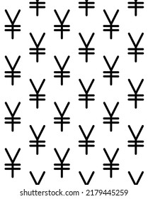 Vector seamless pattern of hand drawn yuan sign isolated on white background