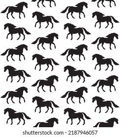 Vector seamless pattern of hand drawn pre spanish horse silhouette isolated on white background